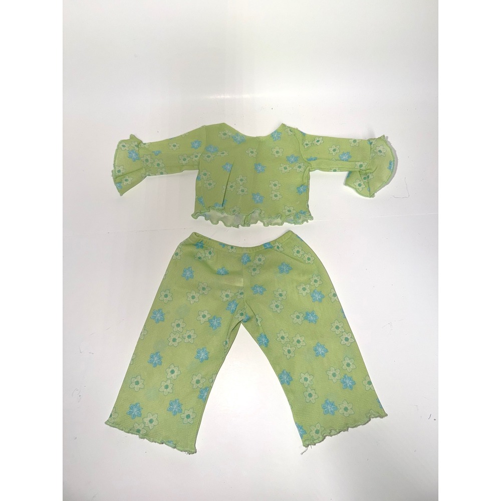 American Girl Doll Lime Green Floral Mesh Pajama Set Bell Sleeve 18 Inch Doll